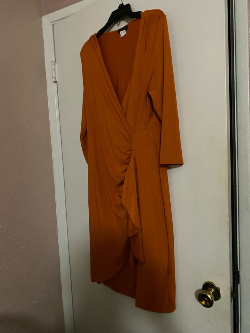VENUS Long Sleeve Wrap Dress in Burnt Orange